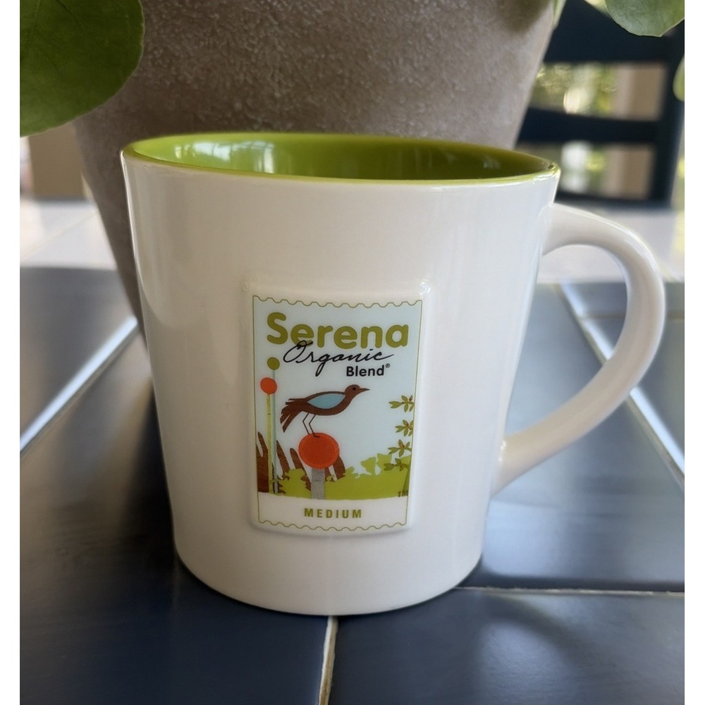 2006 Starbucks Multi-Region Serena Organic Blend Bone & Green 16 oz. Mug (E3)